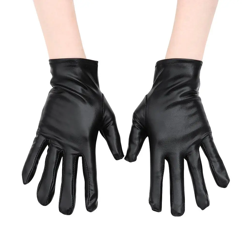 Guantes de cuero PU punk góticos negros para Halloween - imagen 3