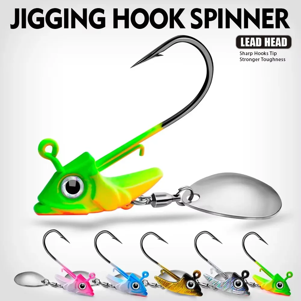 Señuelos Jig Head con spinner y cuchara duros para vinilo pesca - imagen 4
