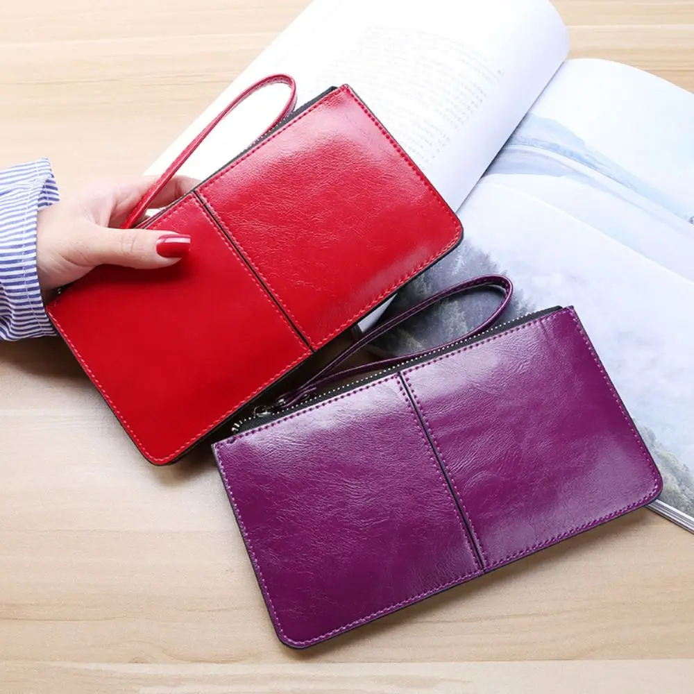 Cartera de mano vintage de cuero encerado con cremallera - imagen 4