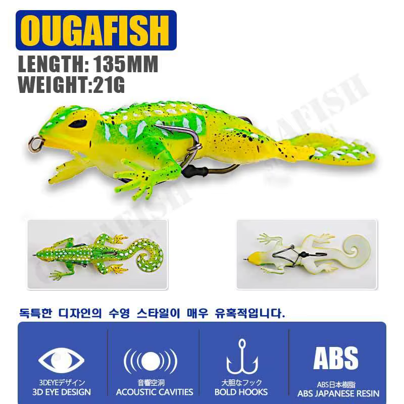 Gecko Softbait 13,5cm 21g – Señuelo de silicona con tres anzuelos