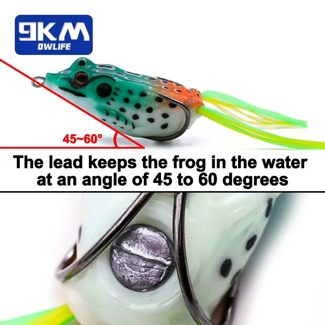 Señuelo rana topwater para lubina con cola horquilla PVC vinilo suave - imagen 5