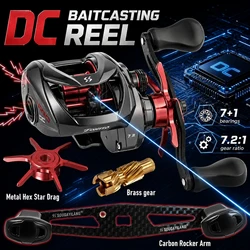 Carrete de pesca Sougayilang PRO DC freno electrónico y manivela corta