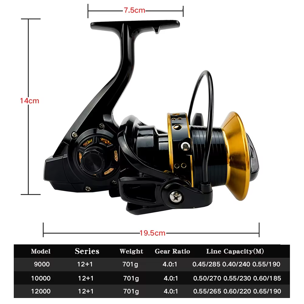 Carrete Spinning Big Angelrolle DC 9000-12000 – Arrastre fuerte - imagen 2
