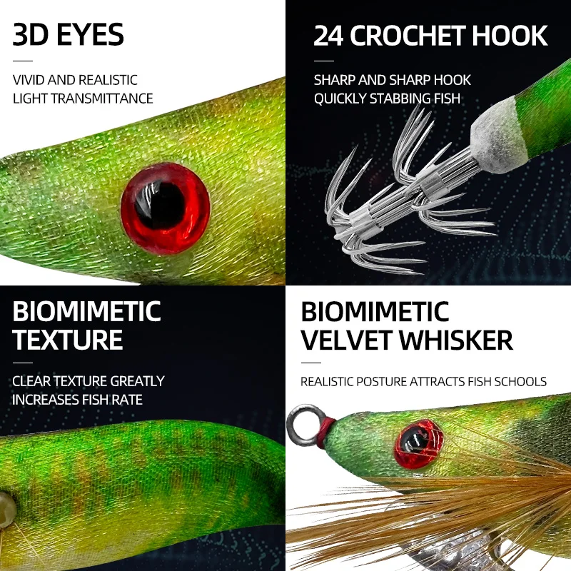 ShareShark Señuelo de camarón de madera noctilucente con anzuelo - imagen 4