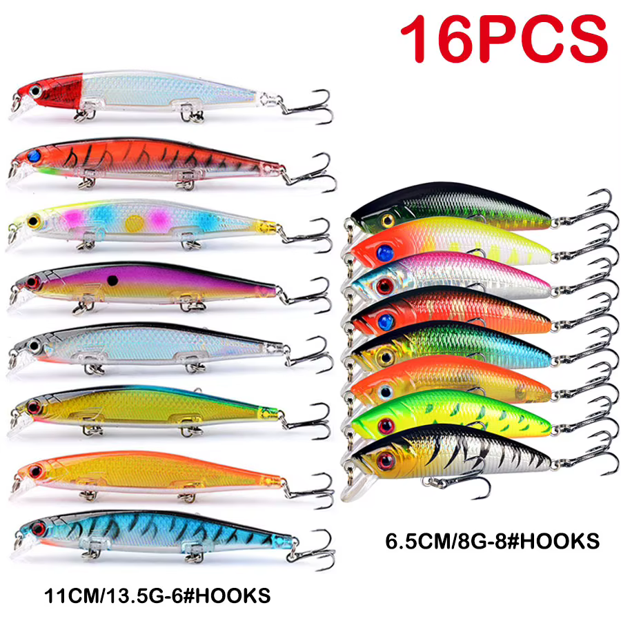 Crankbait Jerkbait para Lúcio – Kit Señuelos Duros Wobbler y Swimbait