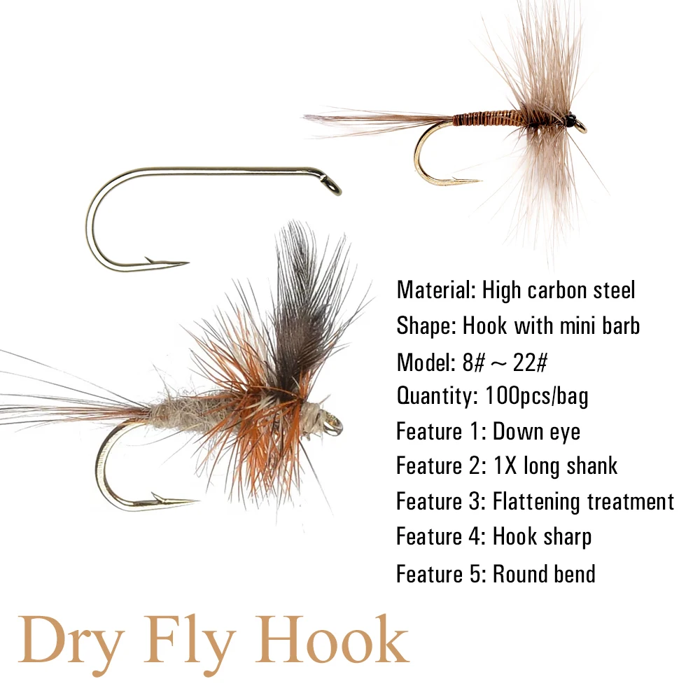 Anzuelos para ninfa seca Vtwins tallo largo Caddis Mayfly ala oliva - imagen 2