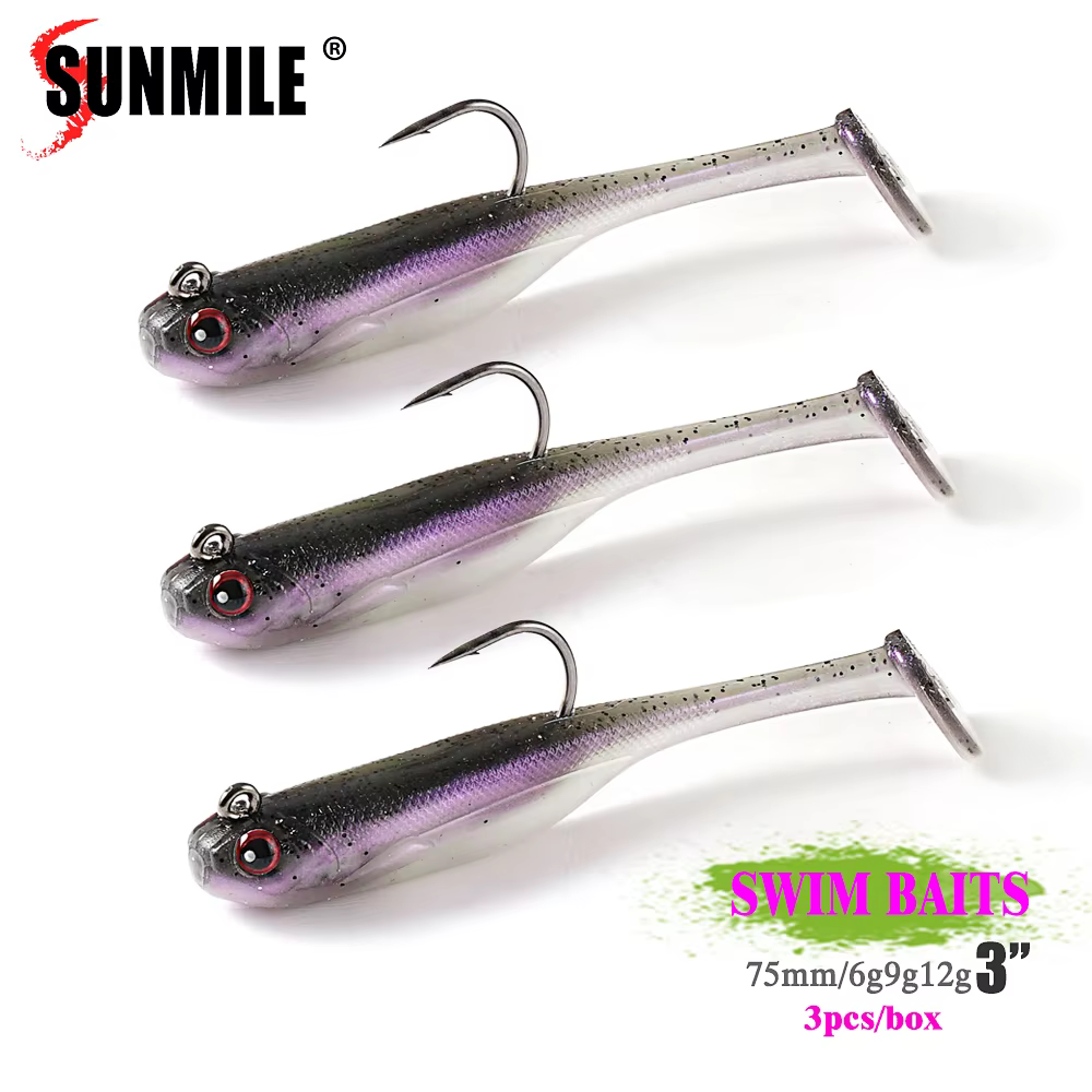 SUNMILE Señuelos Soft para Lubina y Lucioperca – Agua Dulce y Salada
