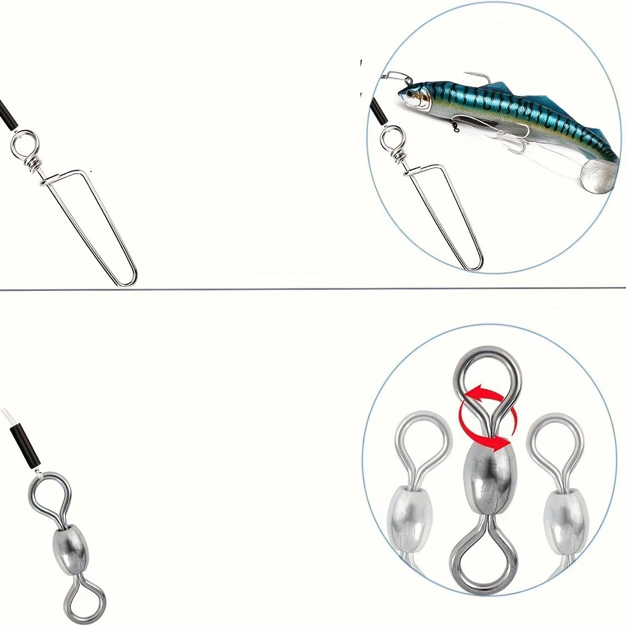 Líneas de pesca con esmerillones y mosquetones para agua salada/dulce - imagen 2