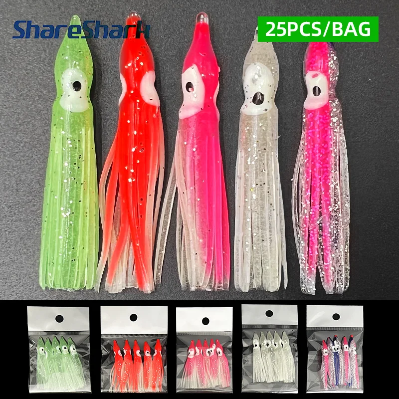 ShareShark Señuelo calamar luminoso de vinilo con falda para lubina