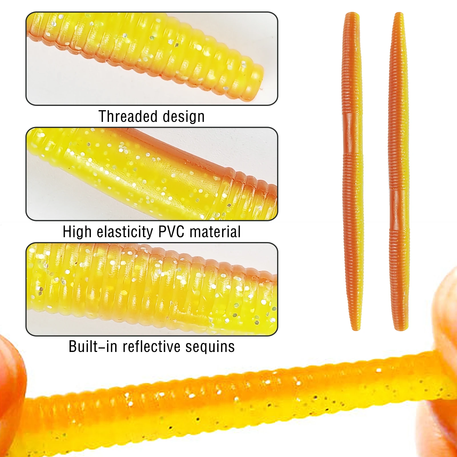 Free Fisher Señuelos Wacky Worms de goma – pesca agua dulce y salada - imagen 2