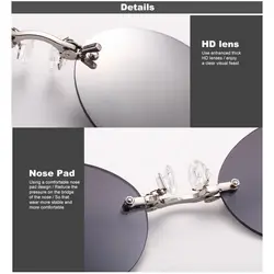Gafas fotocromáticas vintage sin montura con clip UV400