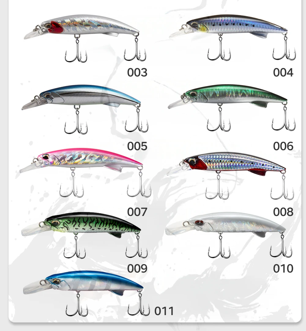 Jerk Minnow hundimiento rápido D1 con anzuelo triple para agua salada - imagen 3