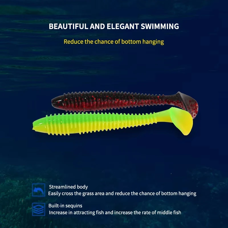 Goture Señuelos blandos cola en T con vibración swimbait para carpa - imagen 2