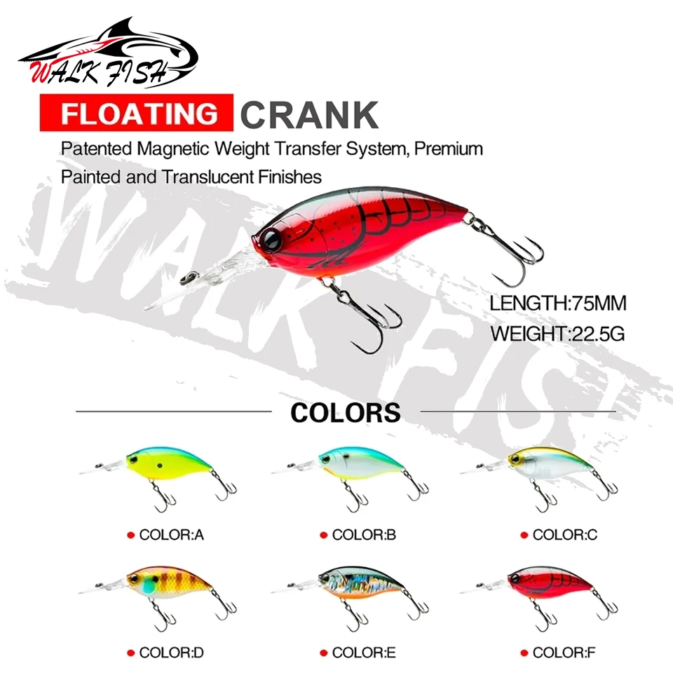 WALK FISH Señuelo crank flotante 70-75 mm para mar y trucha - imagen 3