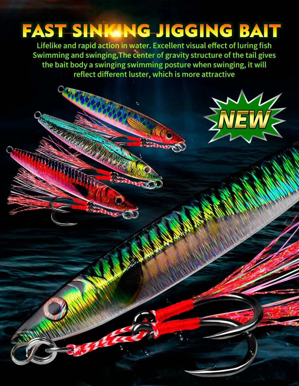 Señuelos PROBEROS metal jigging 5 unidades 12 cm 80 g