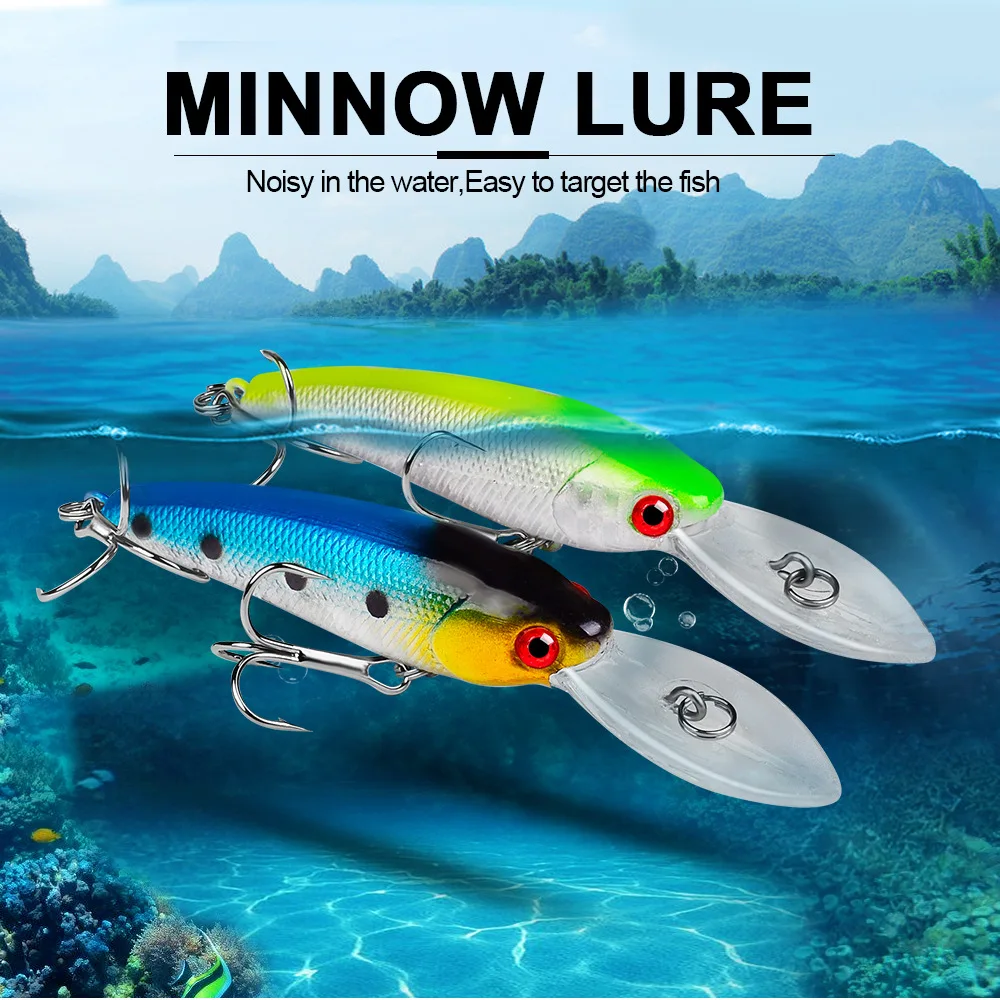Señuelo minnow sonajero ruidoso aguas someras para lubina, lucio - imagen 5