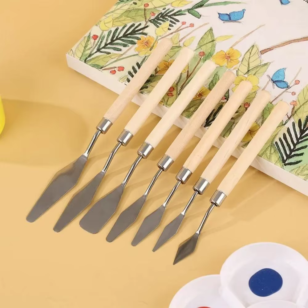 Raspadores y paleta de cuchillos al óleo – 7 piezas para mezcla - imagen 2