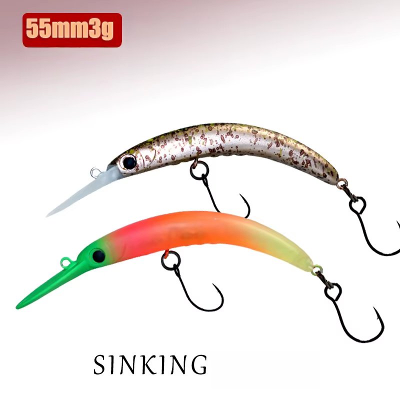 Swolfy Señuelos Crankbait 3g 55mm Hundimiento Lento para Trucha