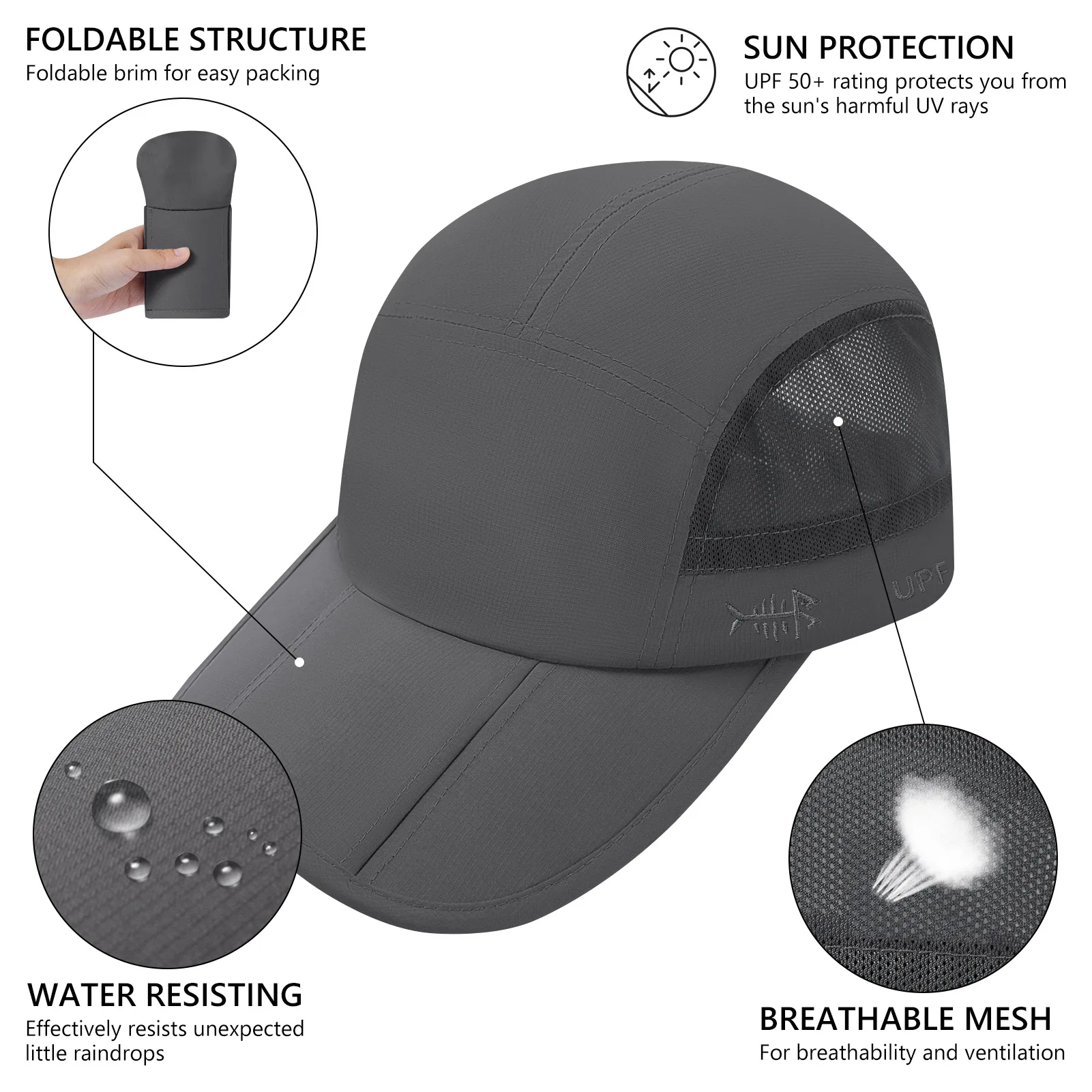 Gorra de pesca Bassdash UPF 50+ plegable resistente agua ajustable - imagen 4