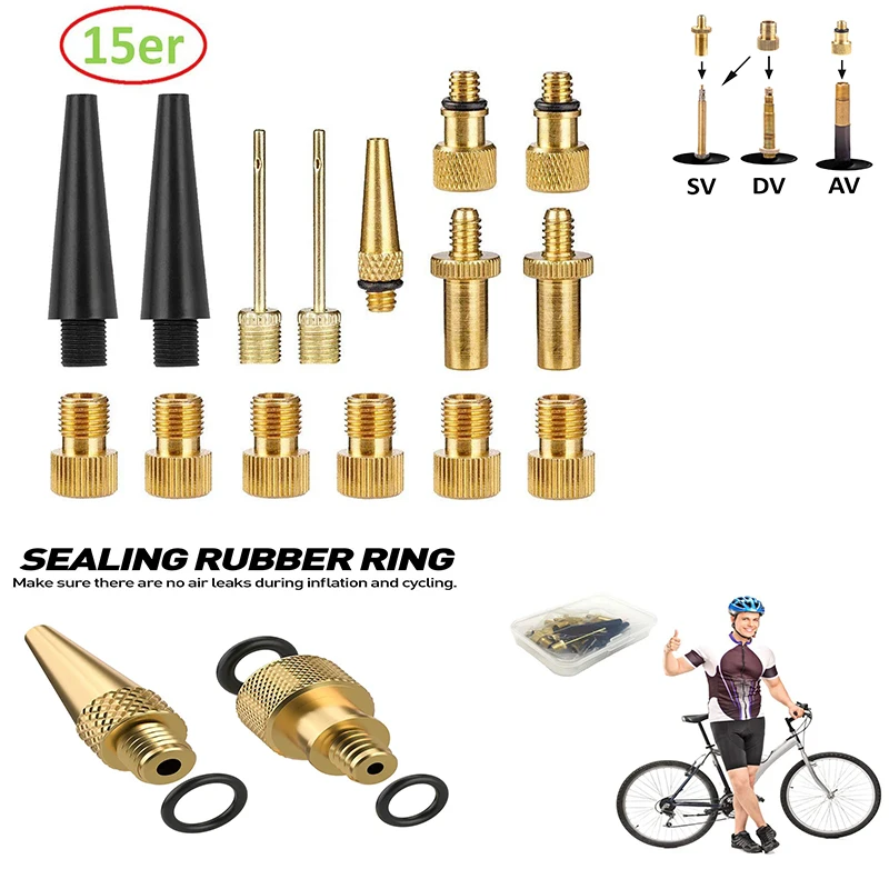 Adaptador válvula bicicleta de cobre SV/AV para bomba neumáticos