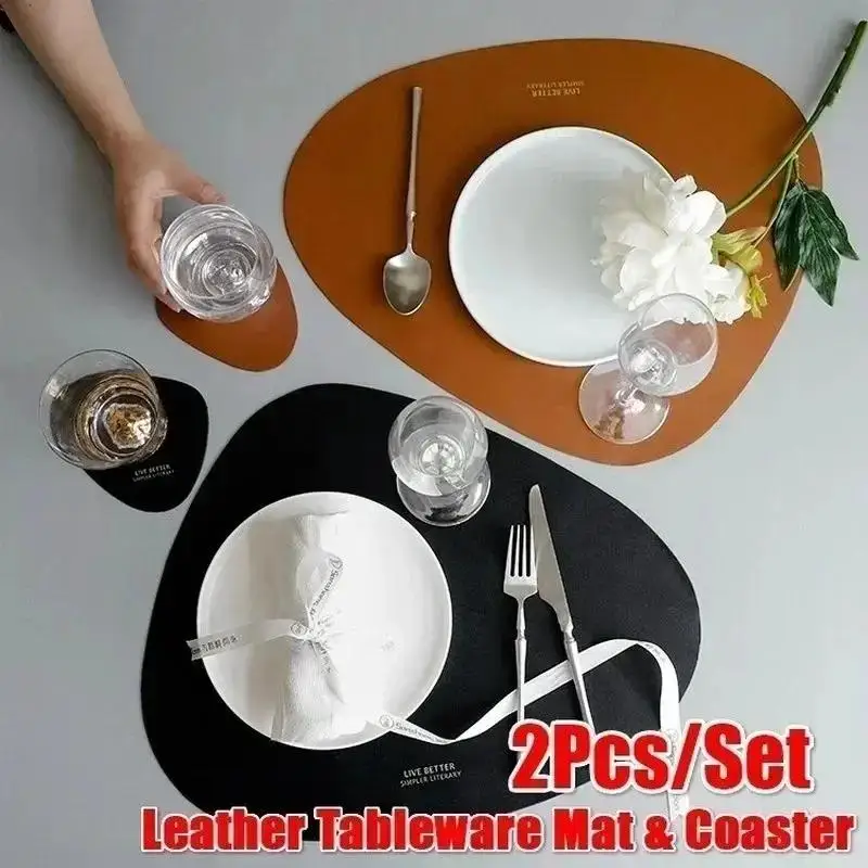 Mantel individual de cuero PU aislante antideslizante para mesa - imagen 4