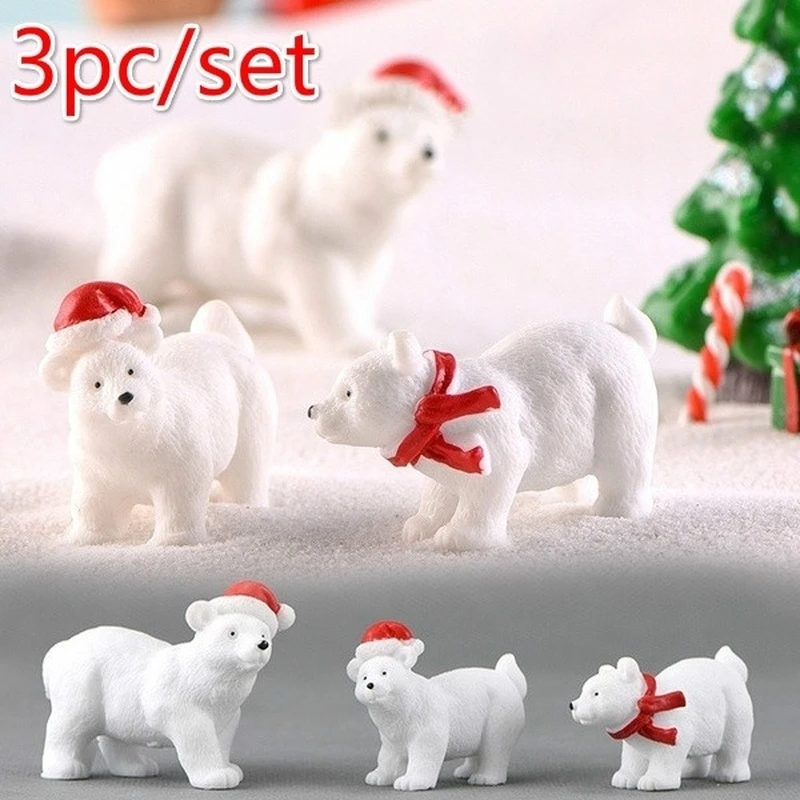 Conjunto 3 MiniOsos Polares de Resina – FigurasDecorativas Jardín Navideño DIY - imagen 2