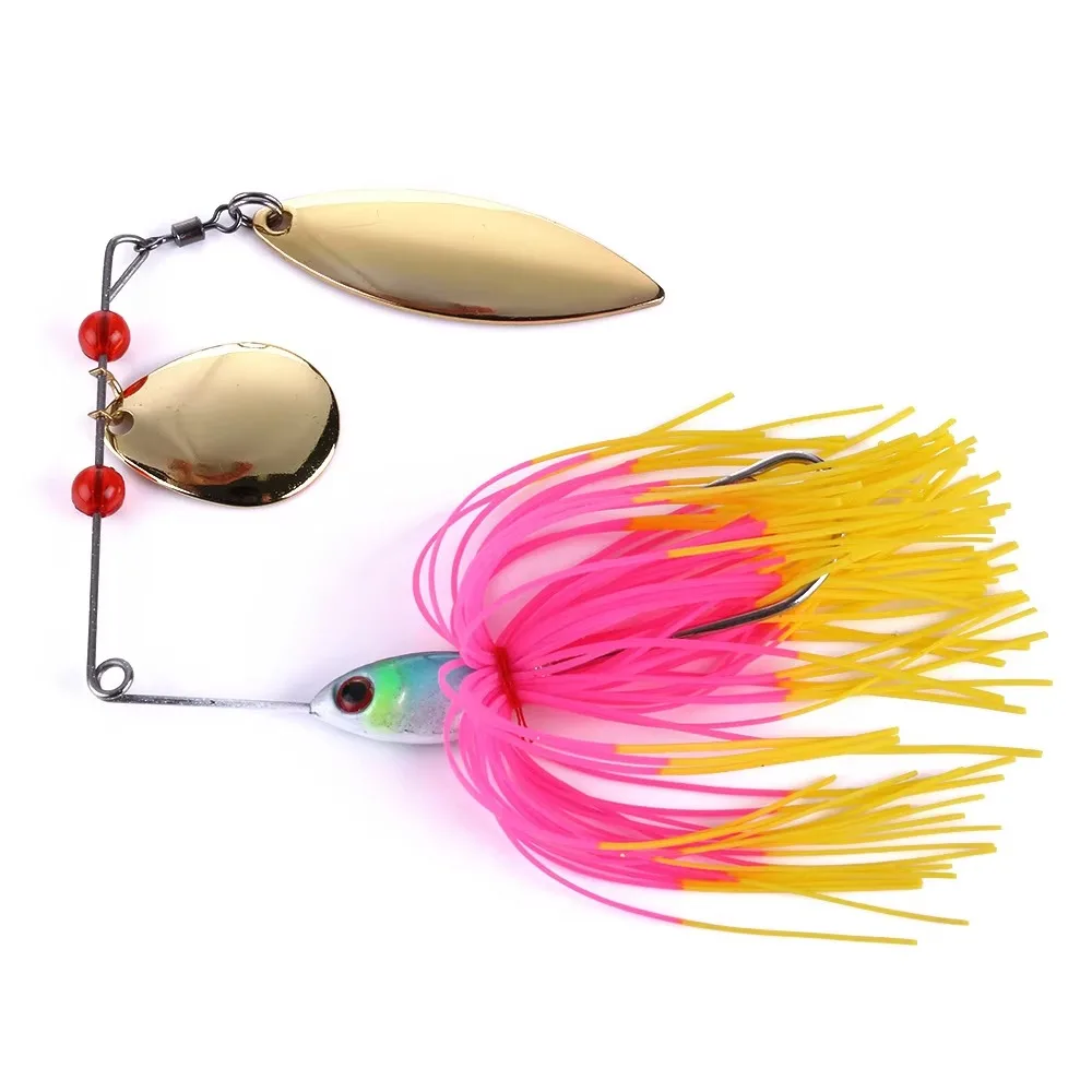 Spinnerbait doble Colorado con falda de silicona para lubina
