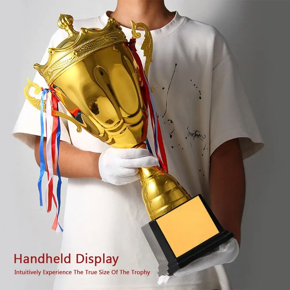 Trofeo de pesca oro personalizable, gran tamaño con tapa metálica - imagen 2