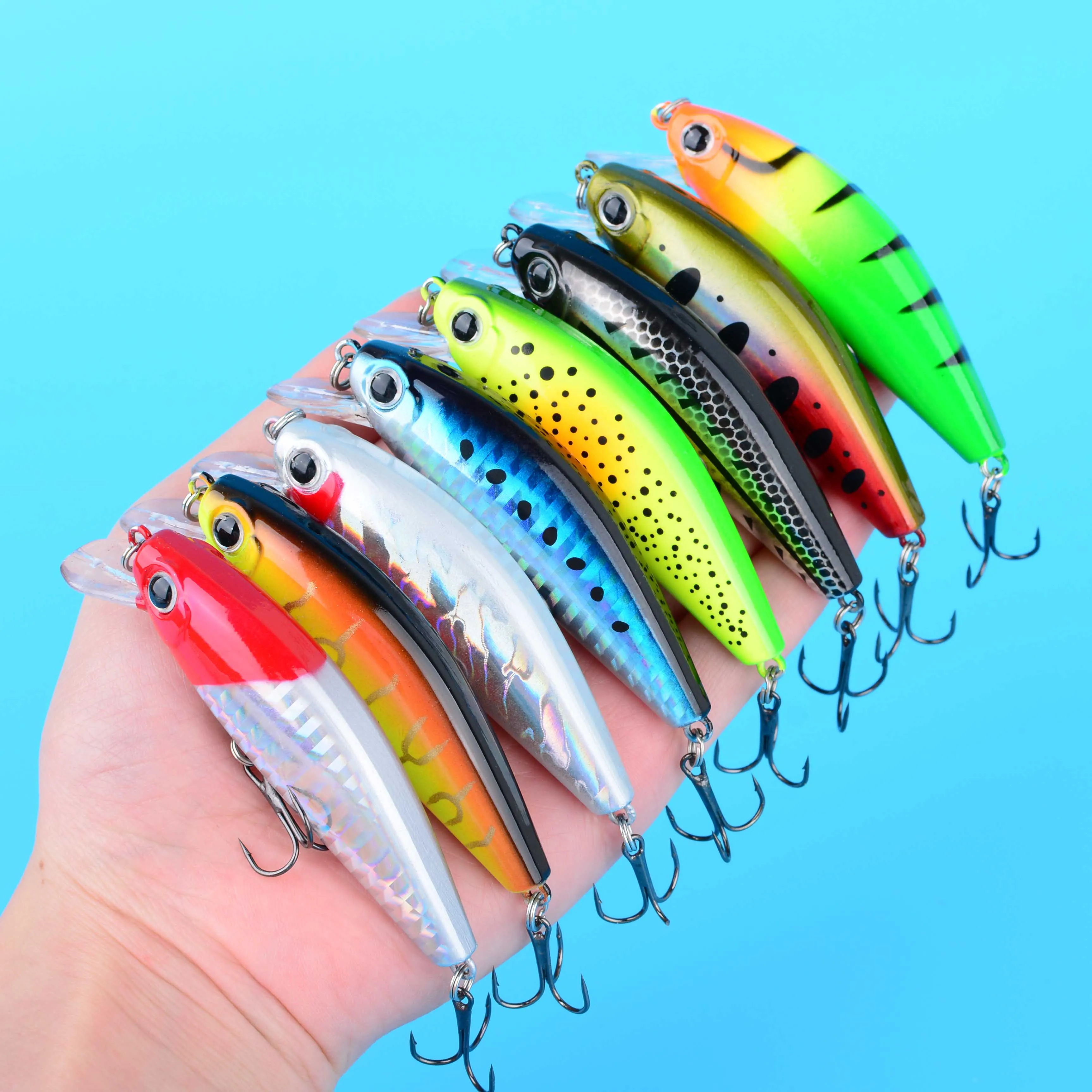 Señuelo Minnow hundimiento lento de plástico duro para trucha y lubina