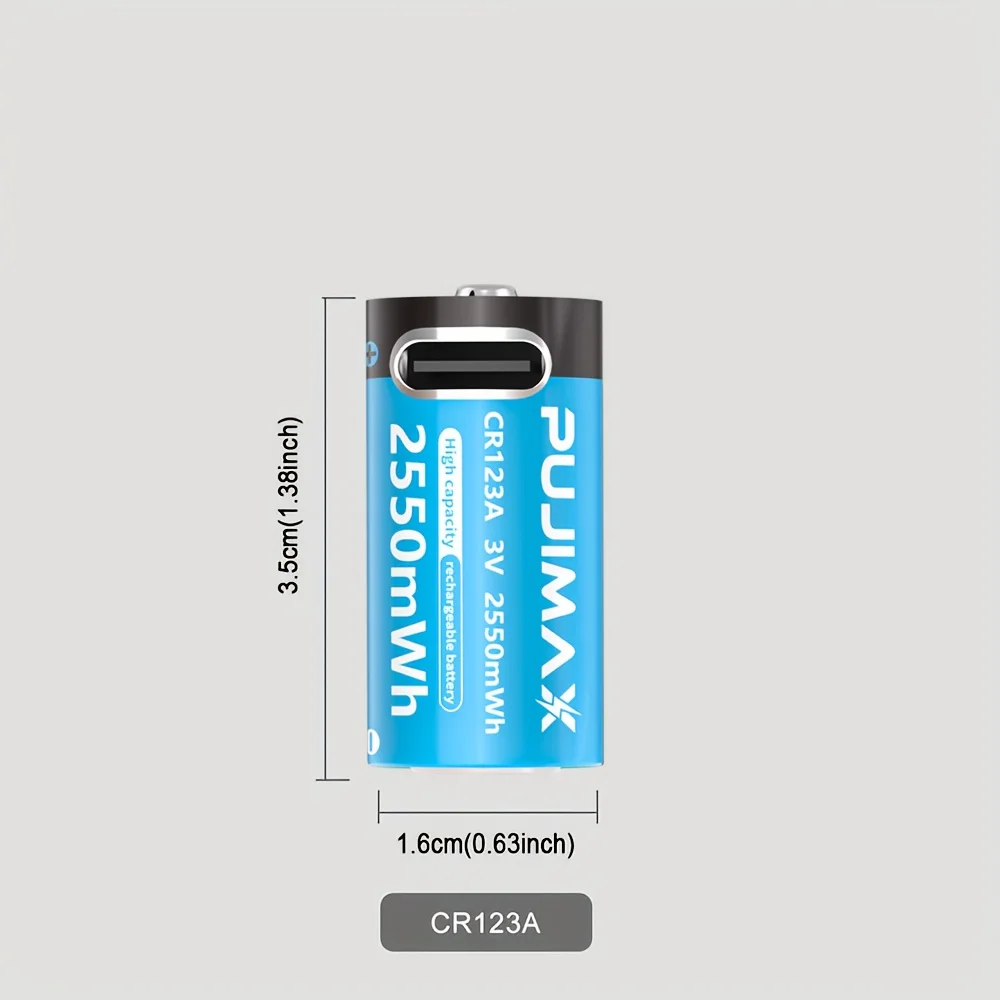 Batería recargable Li-ion Tipo-C CR123A portátil de alta capacidad - imagen 5