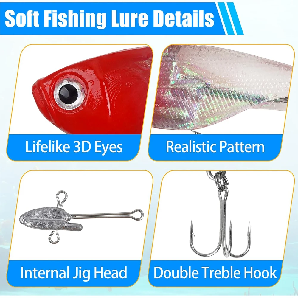 Señuelos Blandos Preequipados Jig Head Shad – Para lubina y trucha - imagen 3