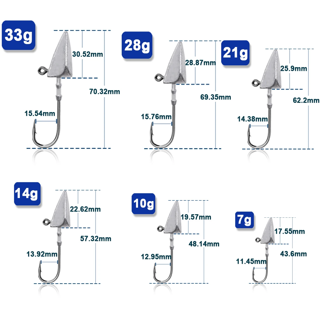 Jig Head triangular de pesca con vástago largo para agua salada - imagen 5