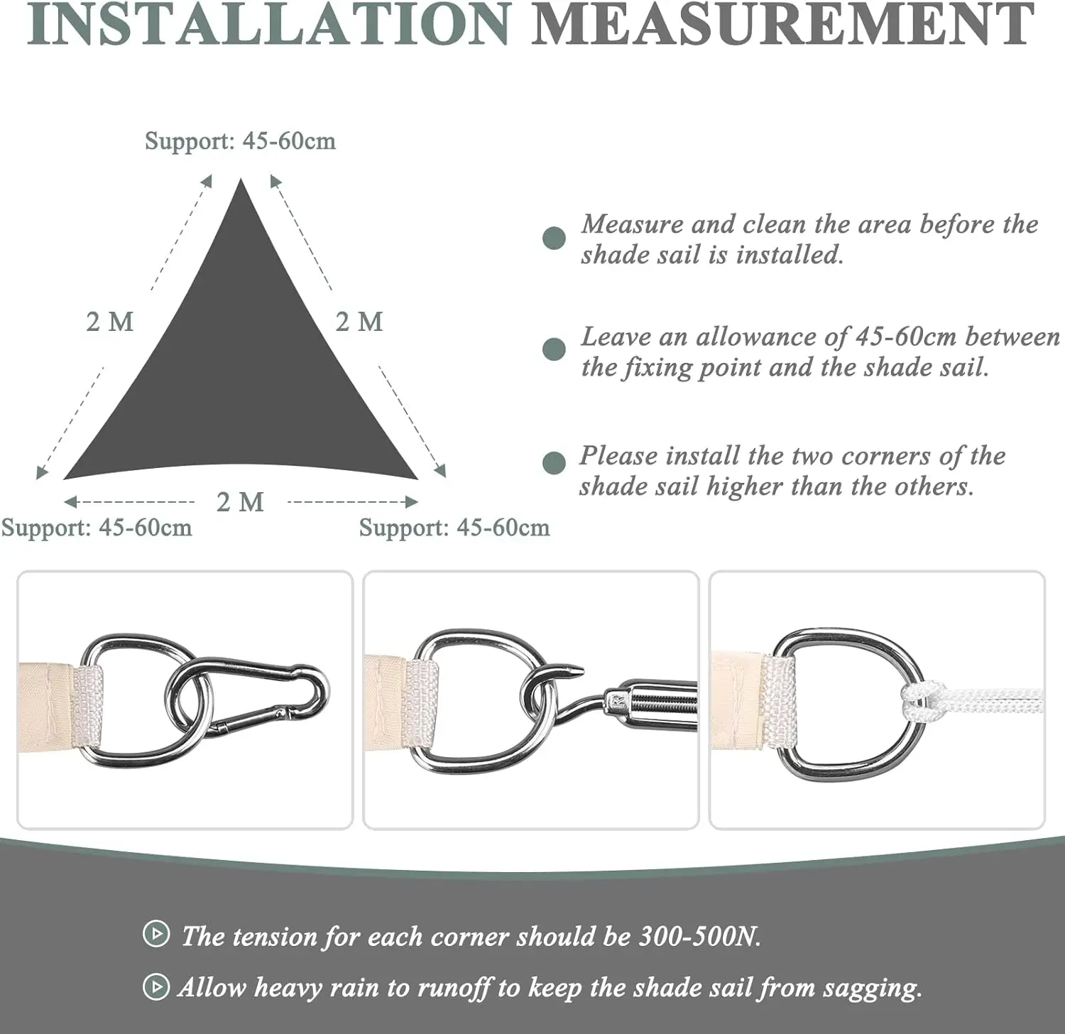 Toldo triangular impermeable – Cubierta para patio, piscina y jardín - imagen 4