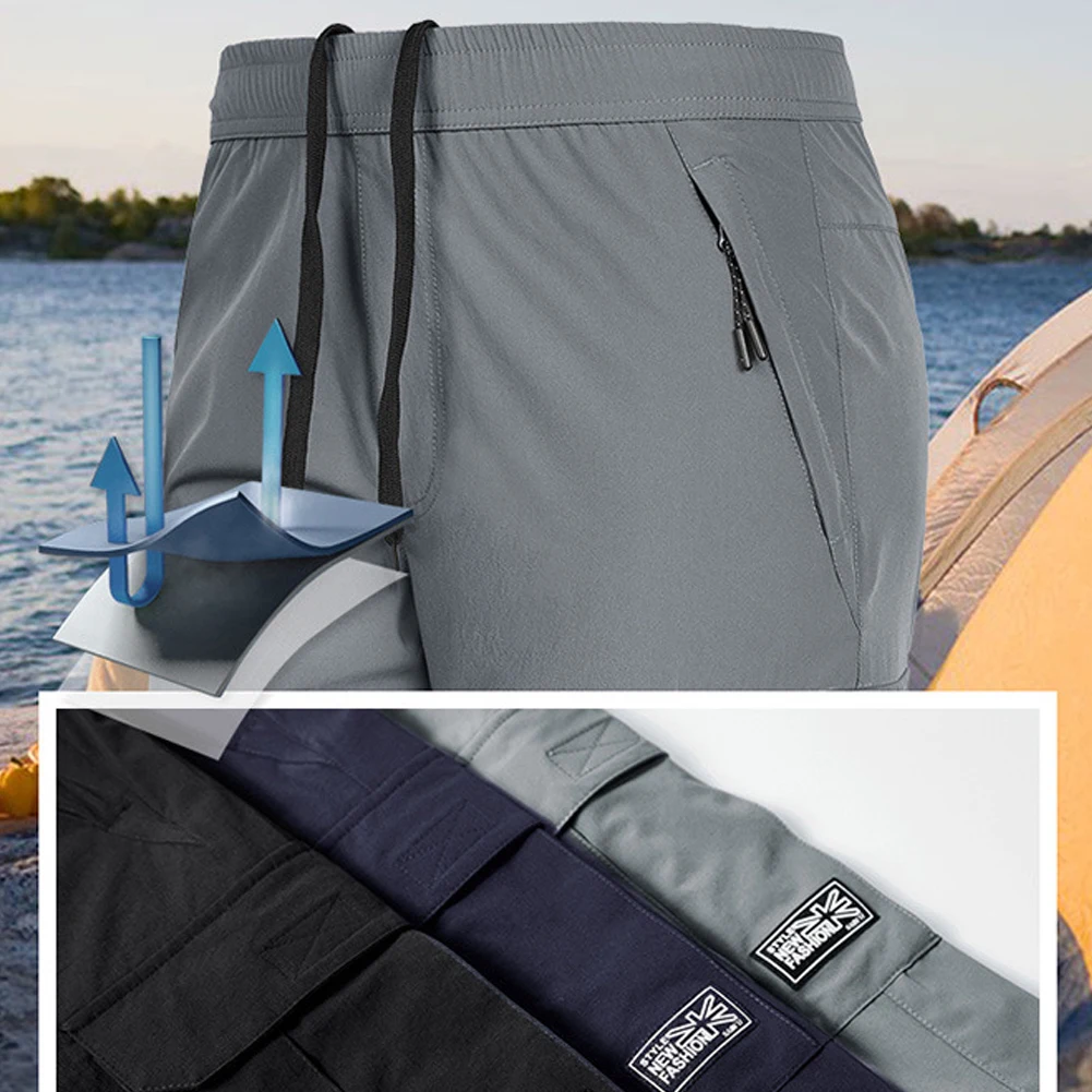 Bermudas de pesca secado rápido con cordón ajustable y color liso - imagen 5