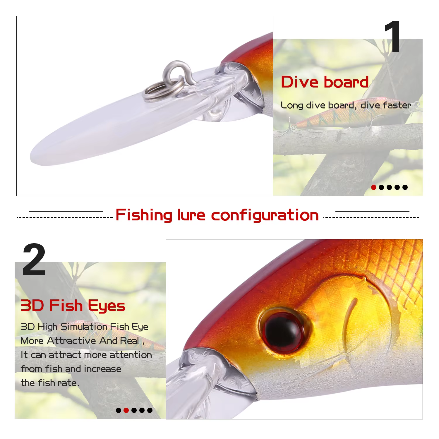 Sougayilang Cebo de pesca Premium con ojos 3D y anzuelos triples - imagen 5