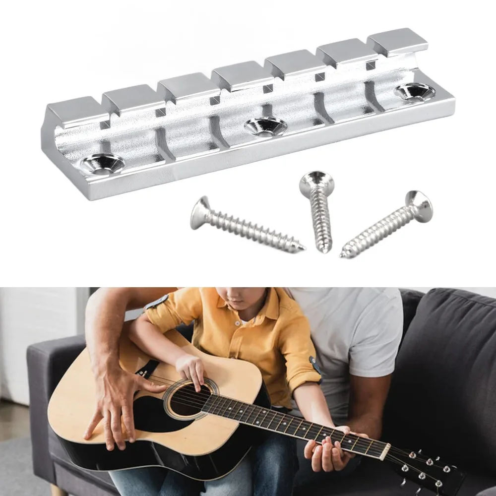Puente fijo para guitarra eléctrica de acero plateado, rígido - imagen 3