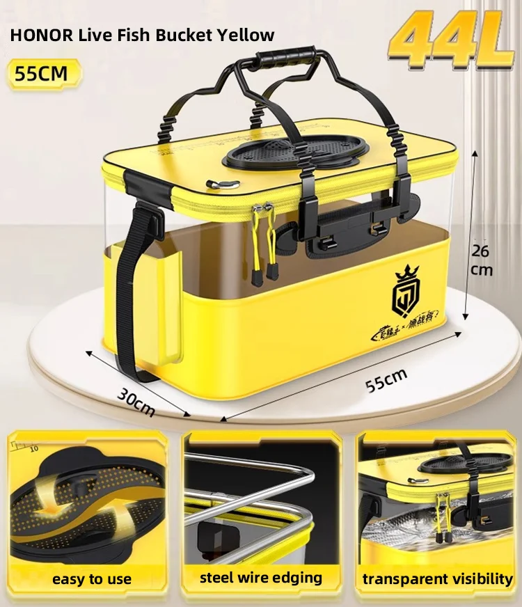 NUNATAK Cubo plegable para pesca viva reforzado, engrosado y visible - imagen 3
