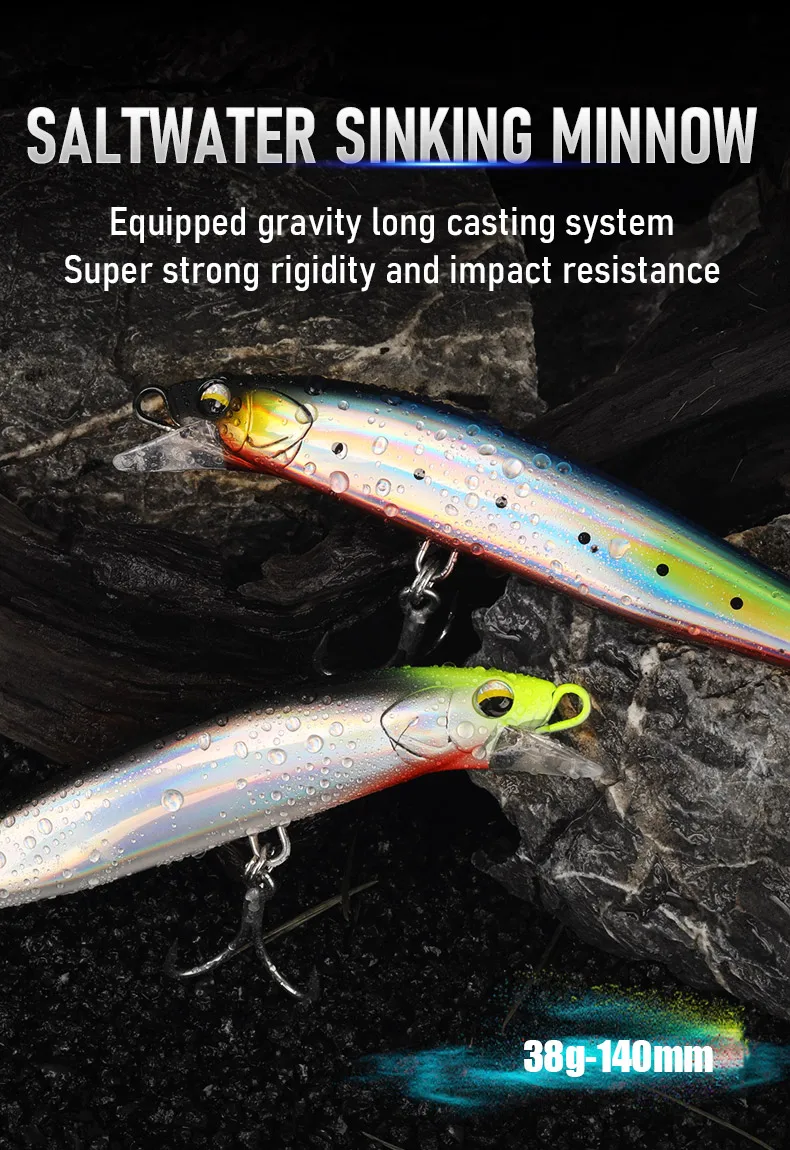 Señuelo Kingdom Heavy Minnow 140mm 38g vista lateral