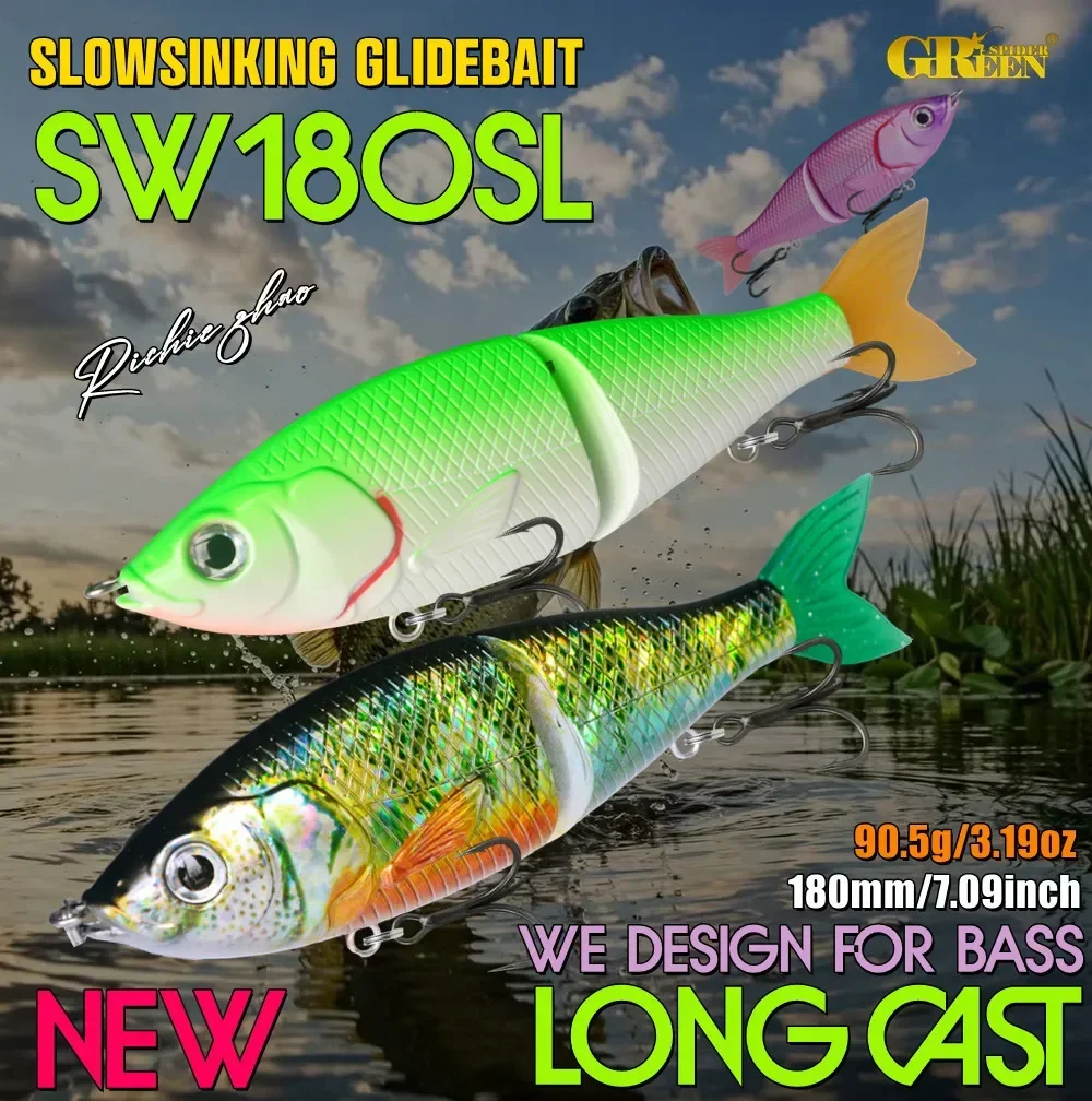 Señuelo articulado GREENSPIDER 180mm con ojos 3D para pesca en agua salada