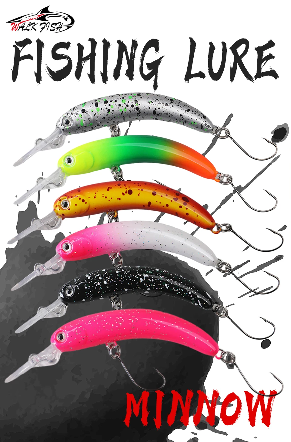 Señuelo flotante minnow WALK FISH en detalle