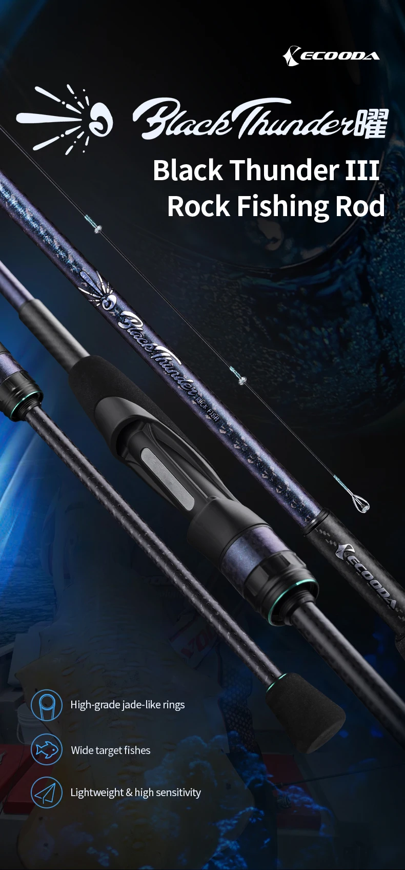 Caña Ecooda Black Thunder III T1100G 40T en detalle