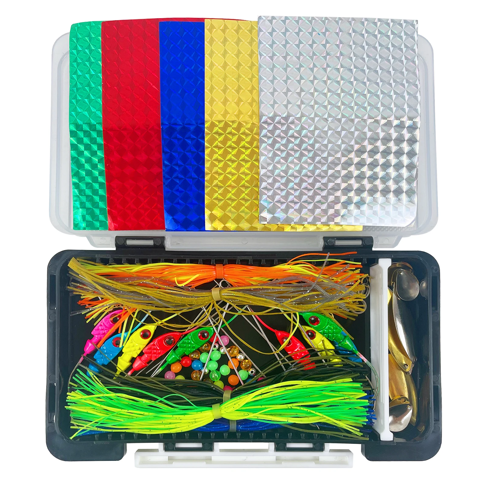 FREE FISHER Kit de Señuelos con lentejuelas metálicas y faldas de goma - imagen 4