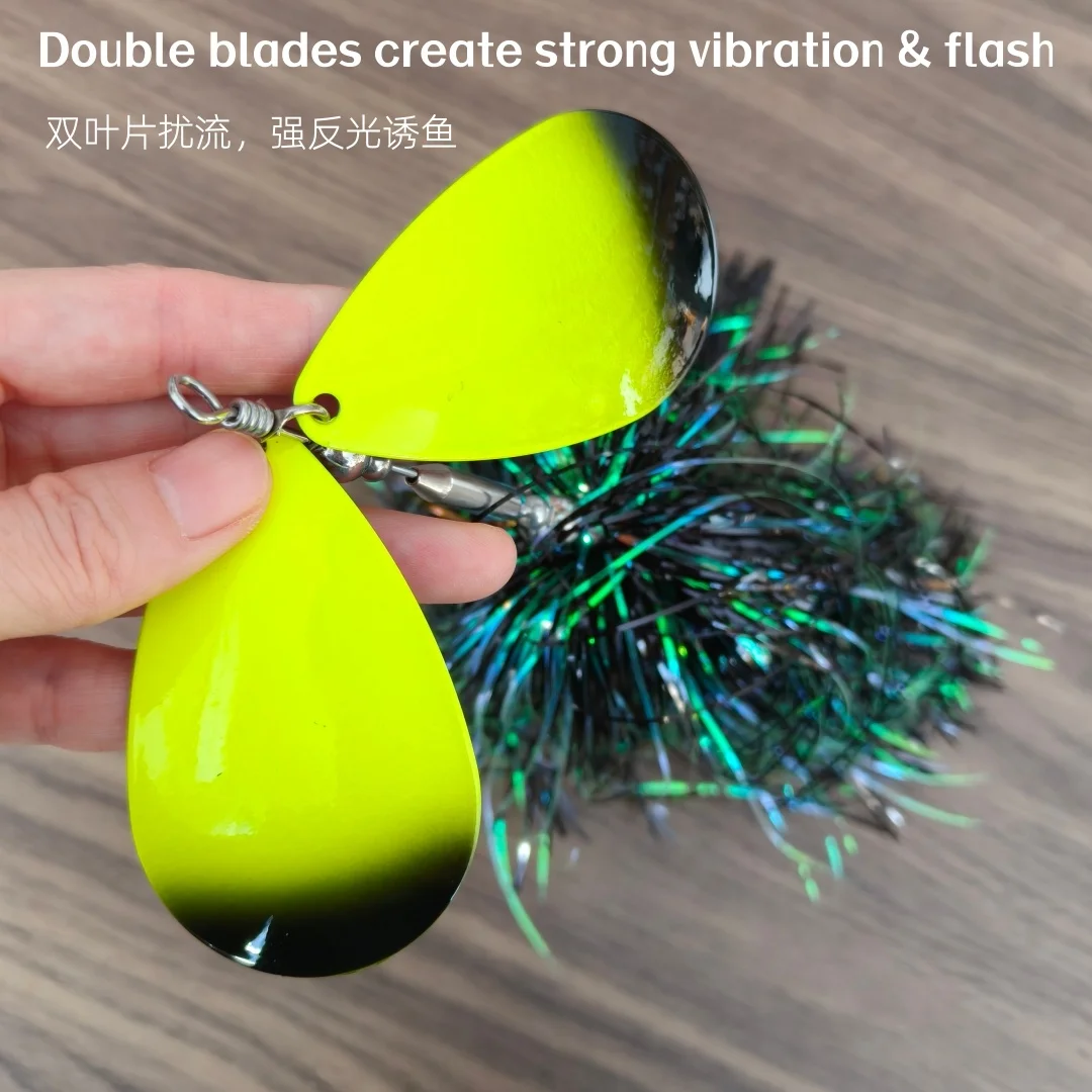 Swolfy señuelo con falda de fibra doble aspas para lucio y muskie - imagen 3