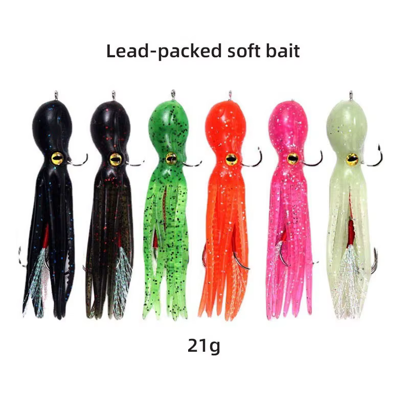 Señuelo suave de calamar para trolling en mar – PVC goma artificial - imagen 2