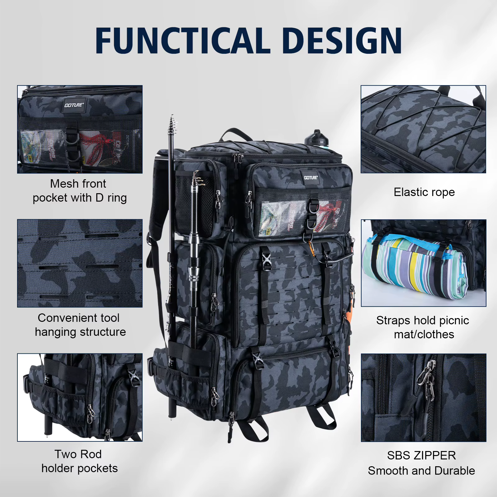 Mochila de pesca Goture 72L bolsa térmica seco/húmedo - imagen 4