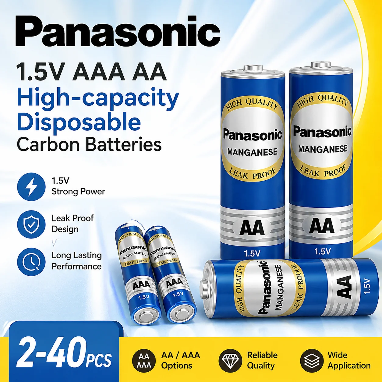 Panasonic Pilas de carbono AA y AAA desechables para mandos - imagen 3
