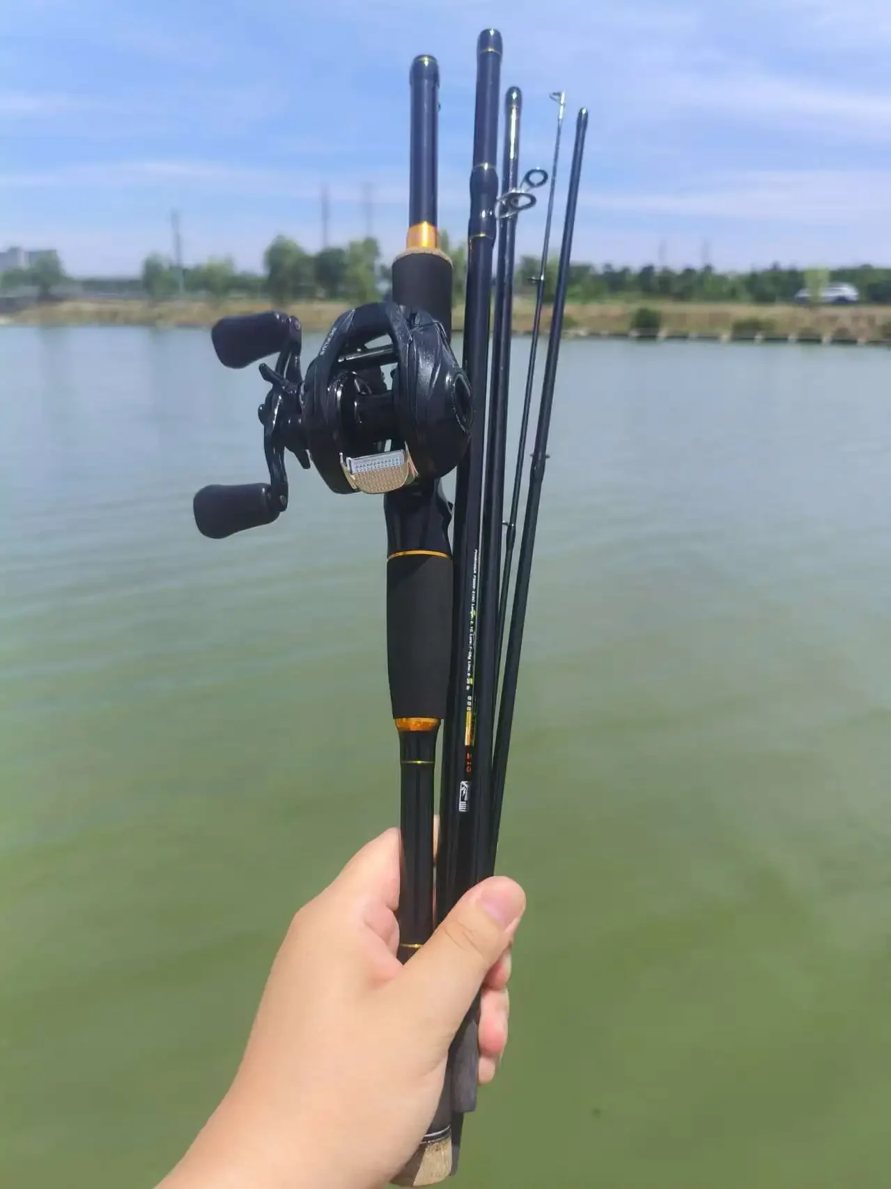 DEUKIO combo baitcasting: caña secciones y carrete para lubina - imagen 4