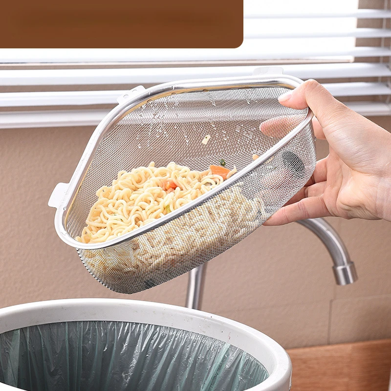 Escurridor triangular de acero inoxidable para fregadero Organizador - imagen 3