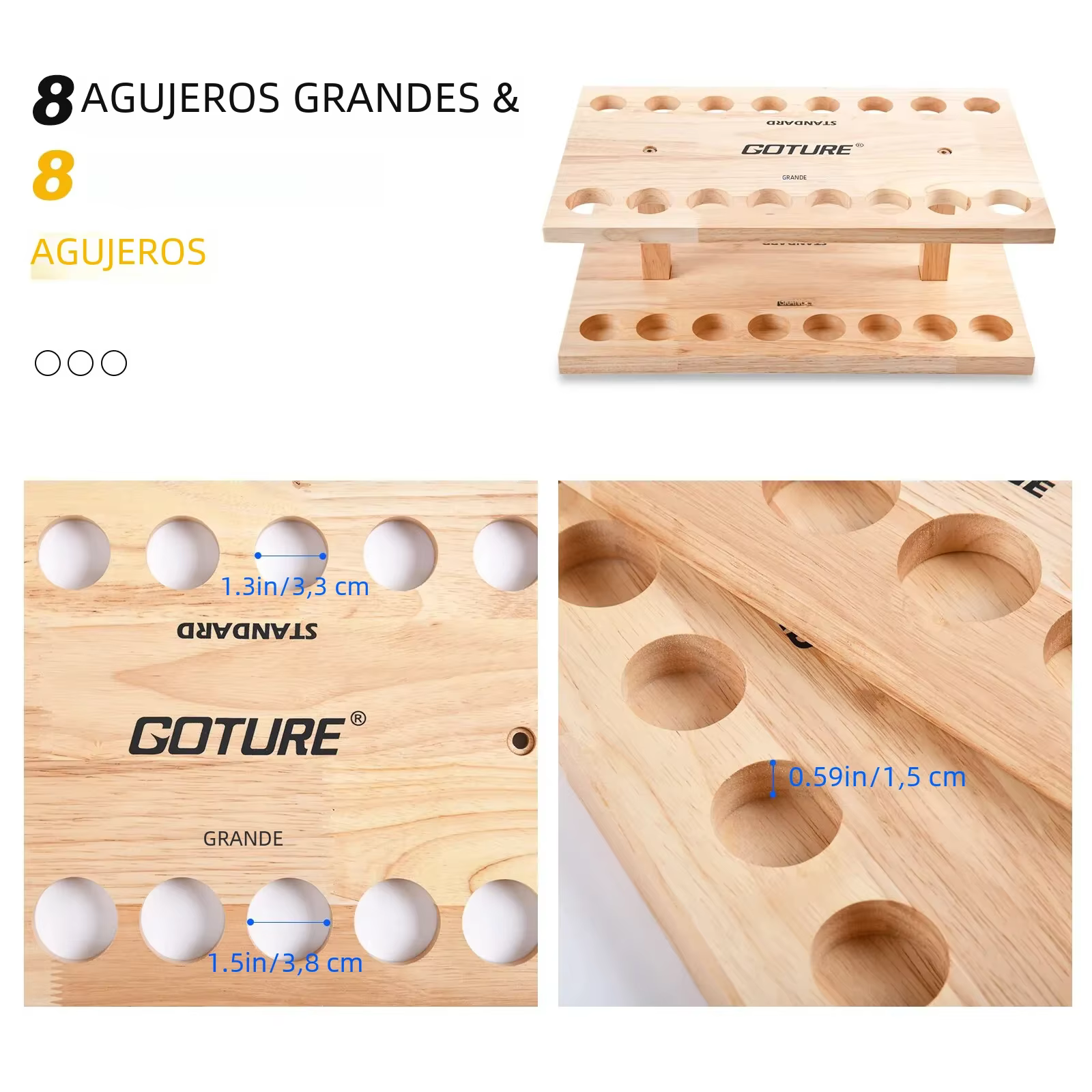 Goture Soporte Vertical para 16 Cañas de Pescar – Montaje Pared Modular - imagen 2