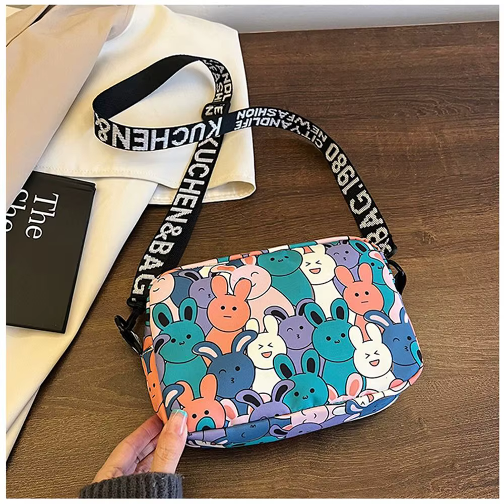 Bolso bandolera Oxford con conejo estampado para mujer y niña